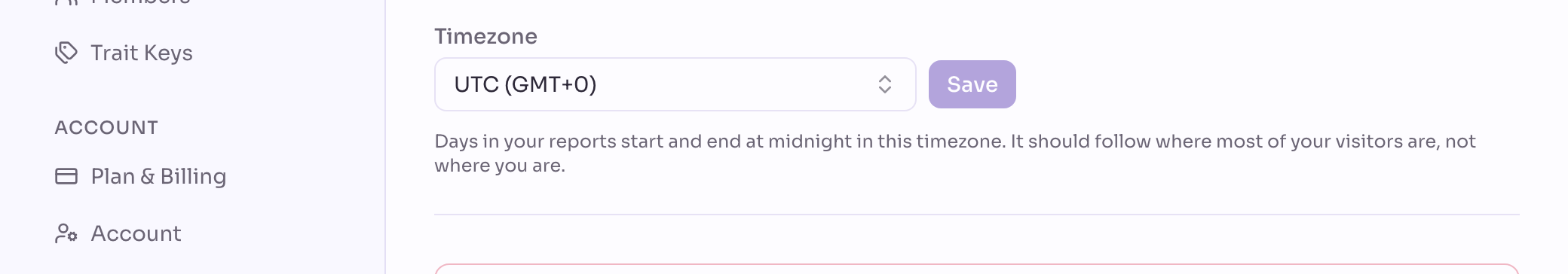The timezone control on the General settings page